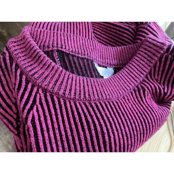 No Boundaries Sweater Womens 2XL Pink Black Striped Chenille Pullover Soft Cozy - Picture 5 of 8